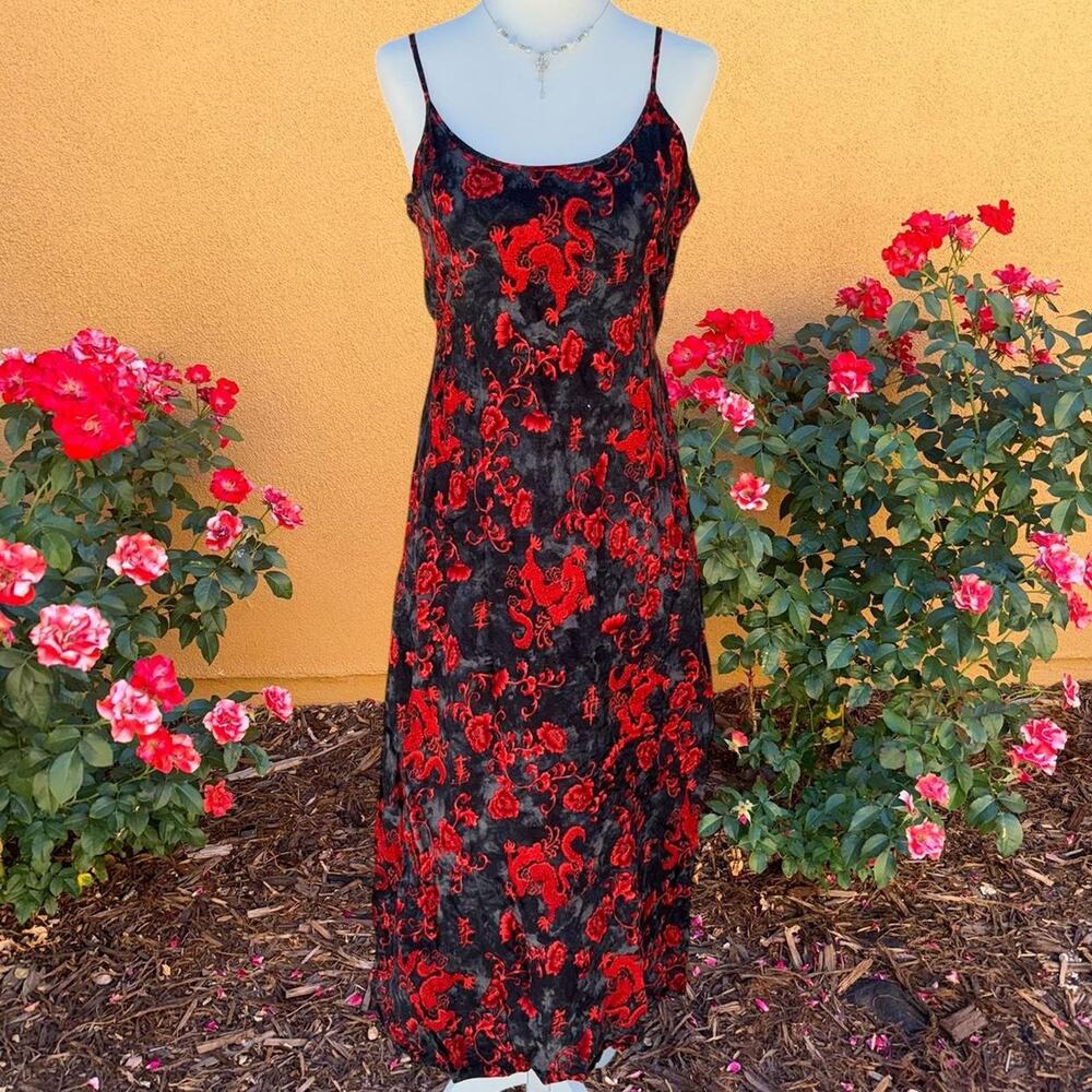 Y2k 90s dragon graphic vintage maxi dress
